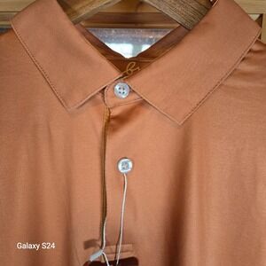 Boston Scott Golf Mens Polo‎ Shirt Small Coastal Orange Poly Spandex Blend UPF50